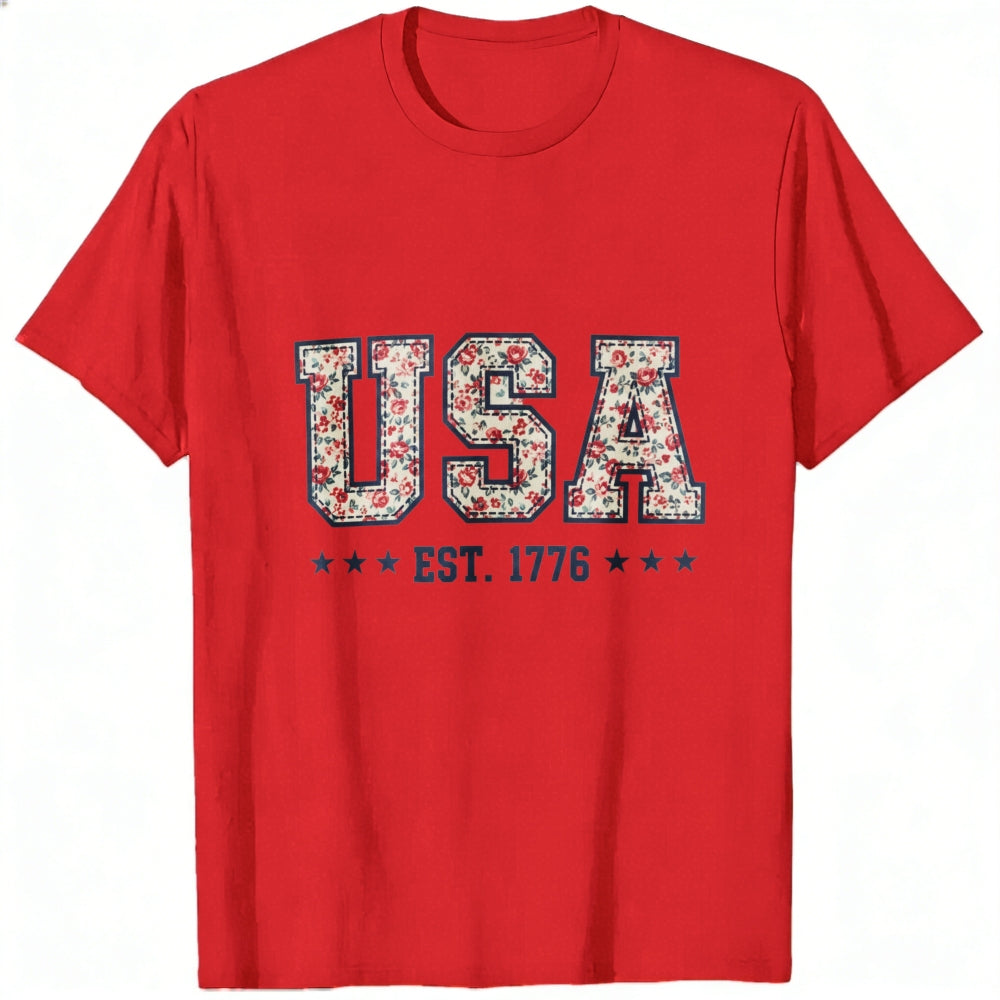 Floral Pattern Usa Est 1776 Classic T-Shirt