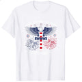 Patriotic Eagle And Cross Design Classic T-Shirt Faith Freedom 250 Years 1776 2026