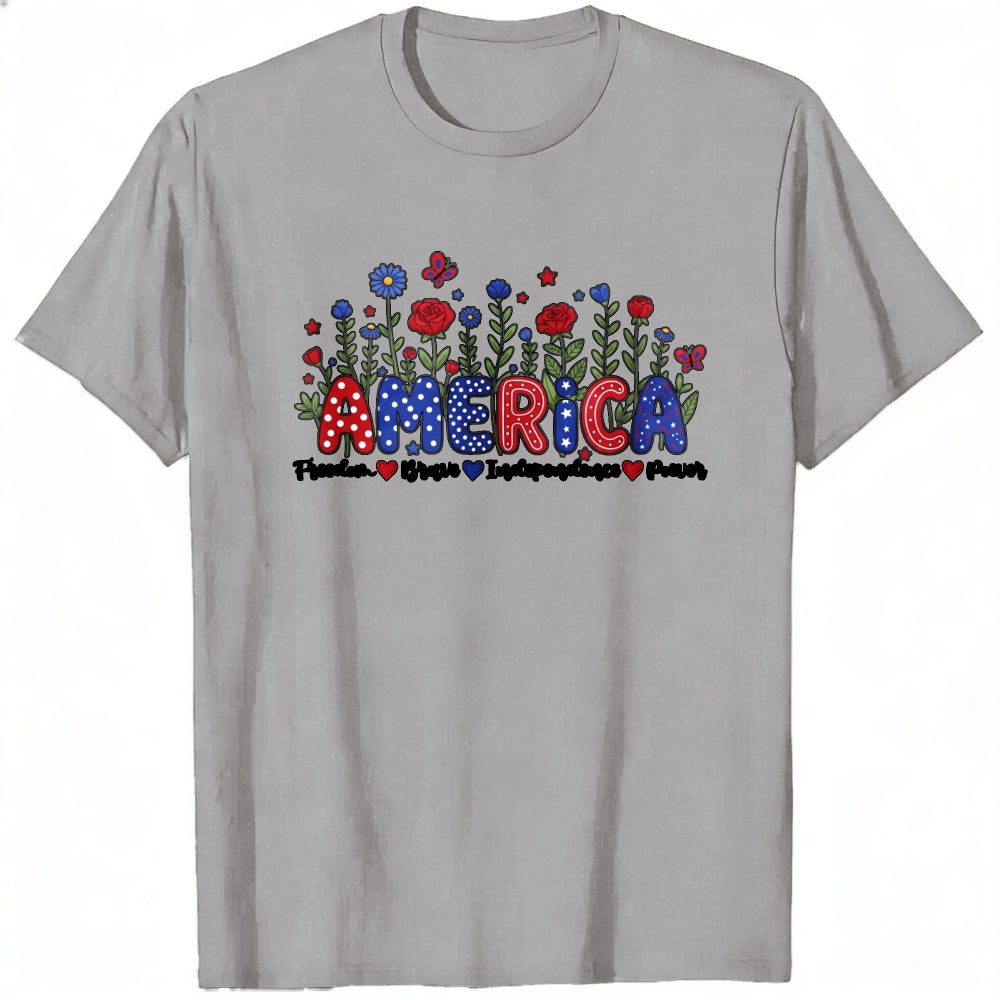 Patriotic Floral America Classic T-Shirt