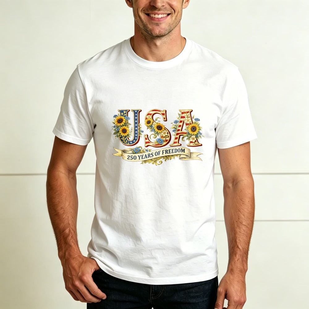 Patriotic Floral Usa 250 Years Of Freedom Classic T-Shirt
