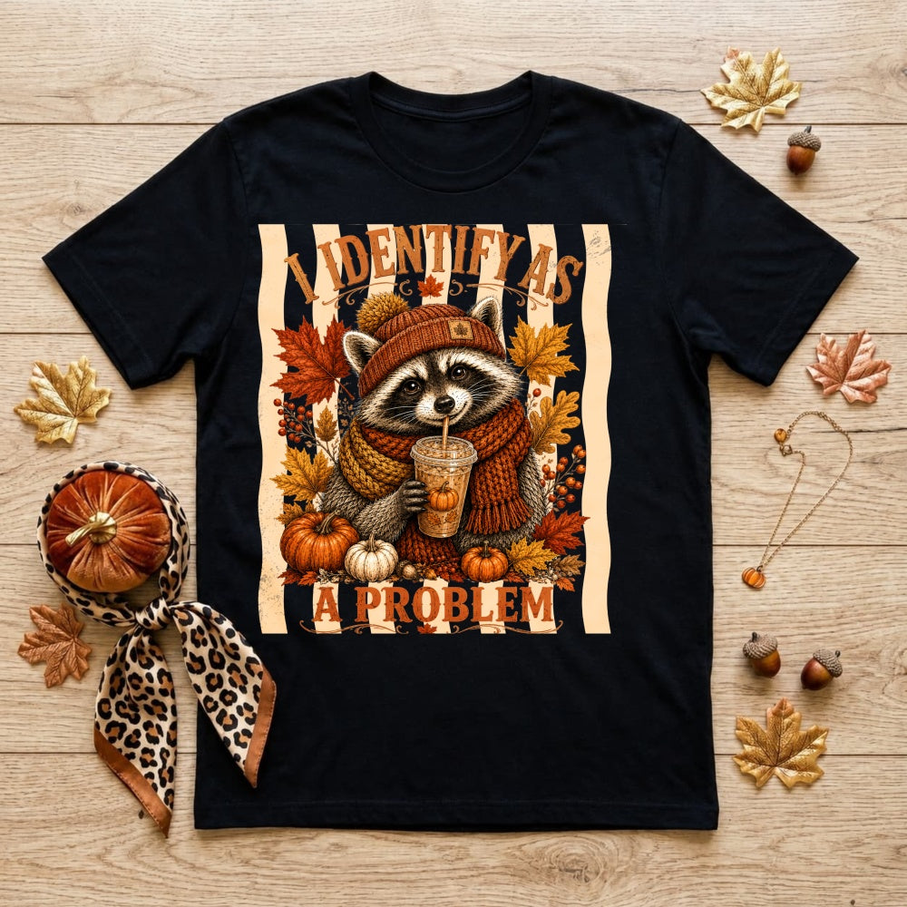 Funny Raccoon I Identify As A Problem Fall Autumn Classic T-Shirt