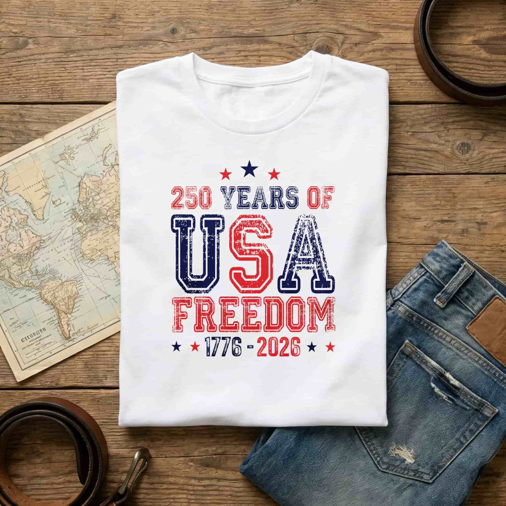 Patriotic American Independence Day Classic T-Shirt 250 Years Of Usa Freedom 1776 2026