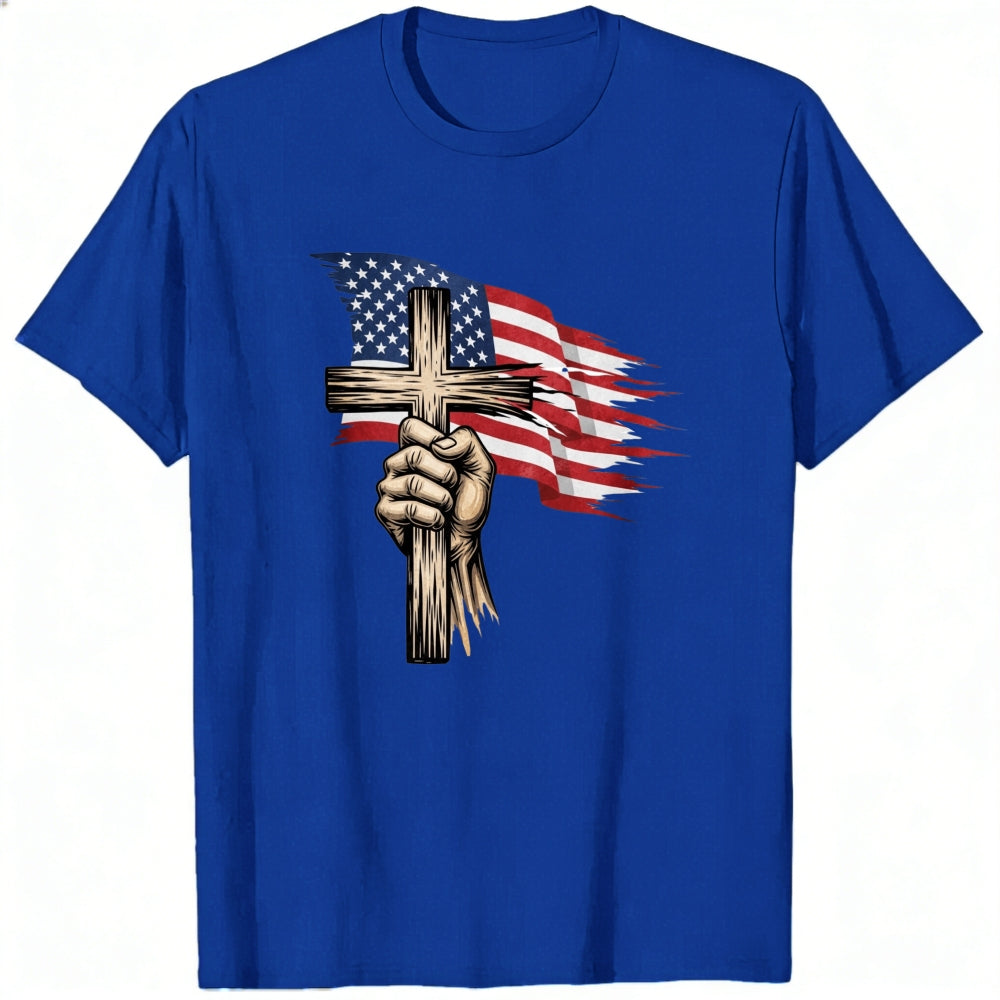 American Flag Cross Hand Classic T-Shirt