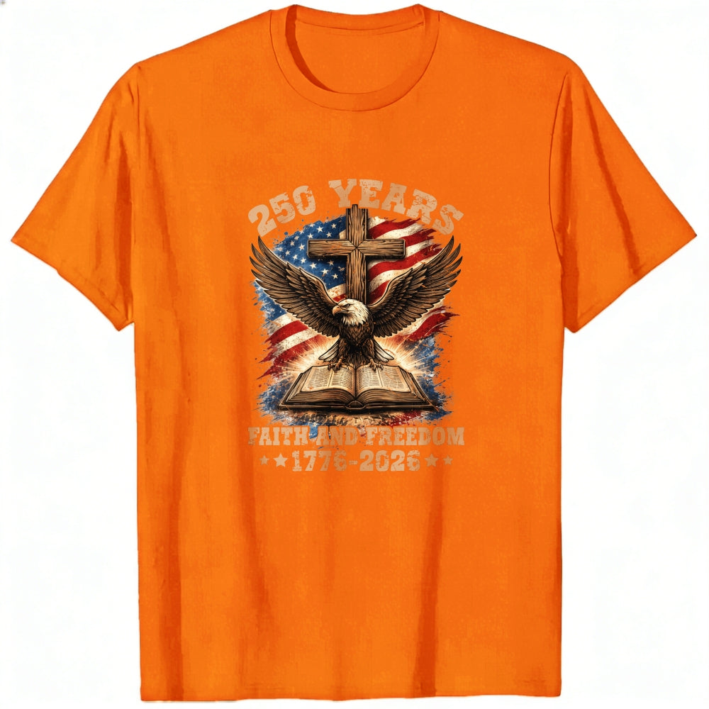 Patriotic Eagle Cross And Bible Classic T-Shirt Faith And Freedom 1776 2026