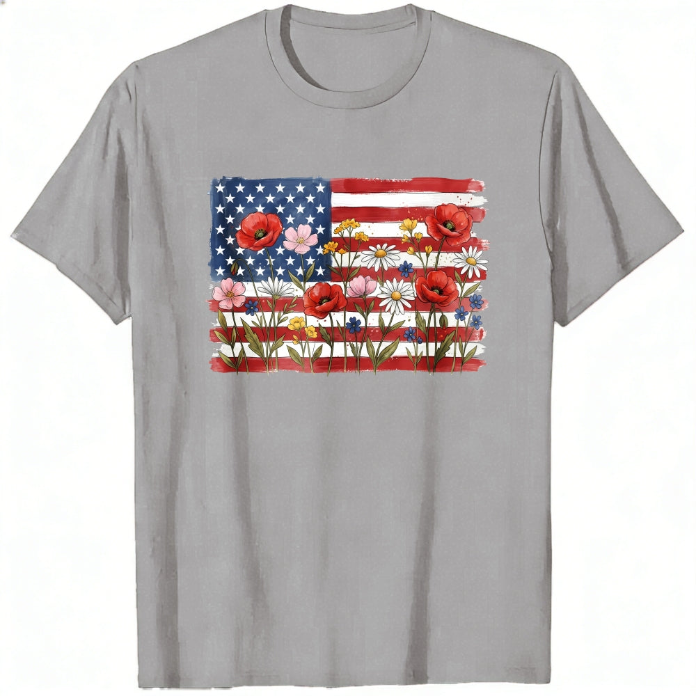 Floral American Flag Classic T-Shirt