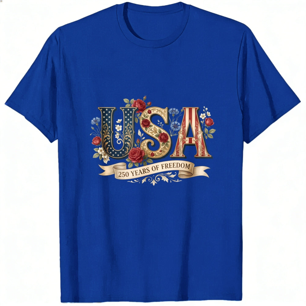 Patriotic Floral Usa 250 Years Of Freedom Classic T-Shirt