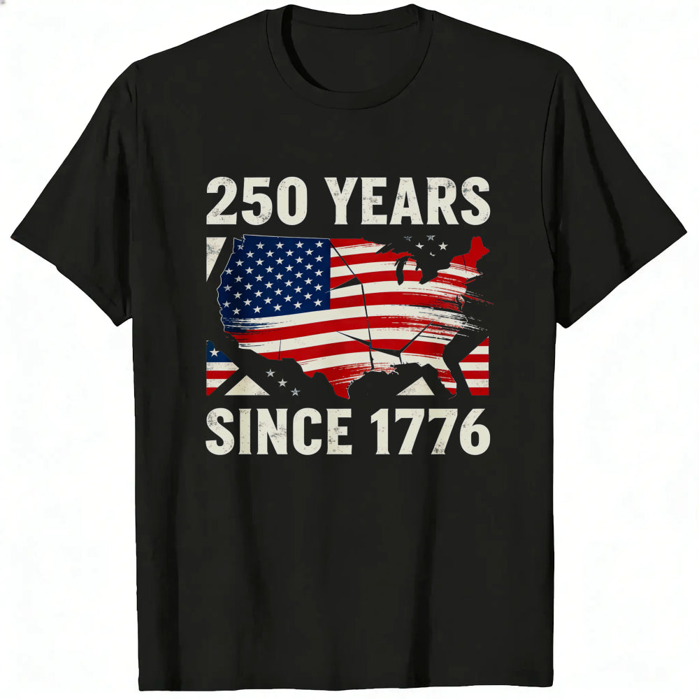 Patriotic American Flag Map Classic T-Shirt 250 Years Since 1776