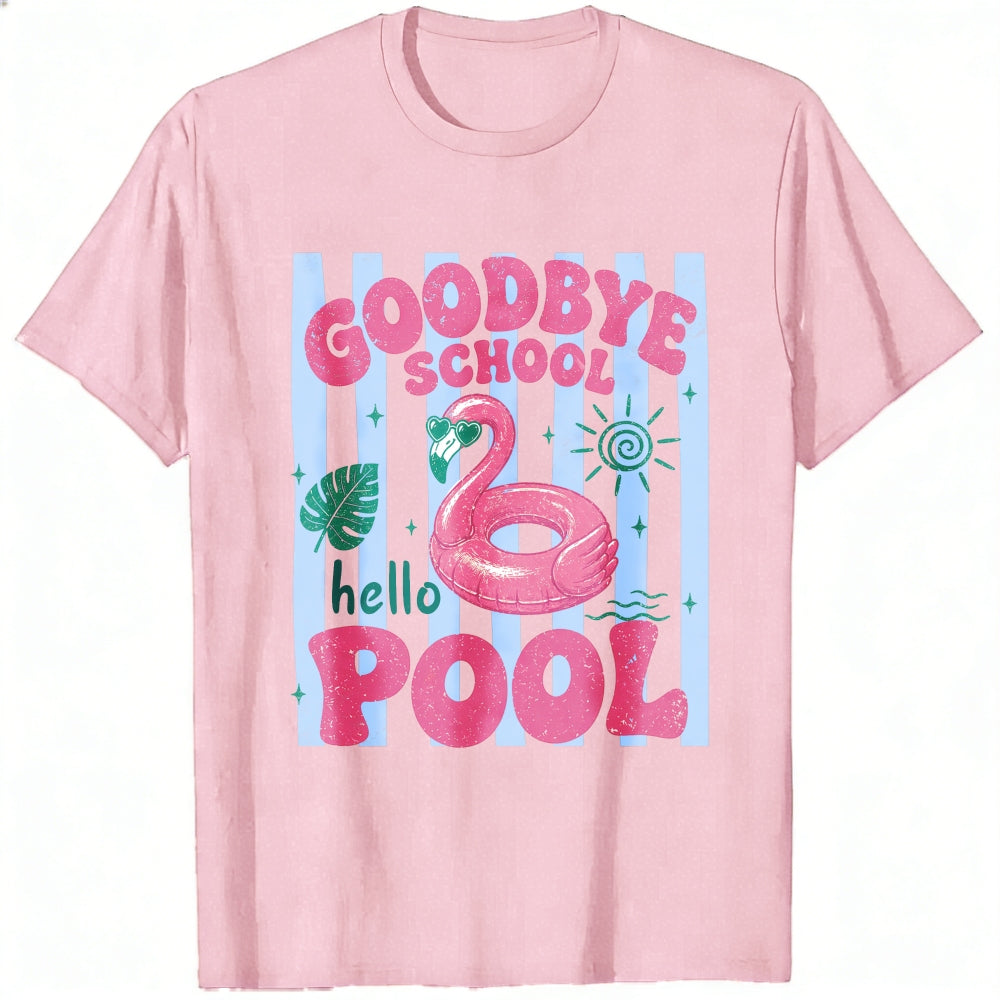 Summer Vibes Goodbye School Hello Pool Flamingo Classic T-Shirt