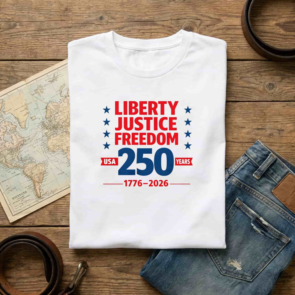 Patriotic Liberty Justice Freedom 250 Years Usa 1776 2026 Classic T-Shirt