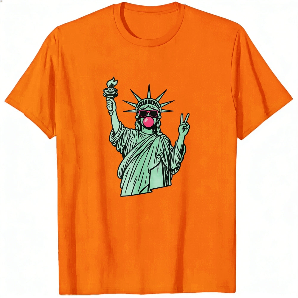 Graphic Design Classic T-Shirt Statue Of Liberty With Sunglasses And Peace Sign