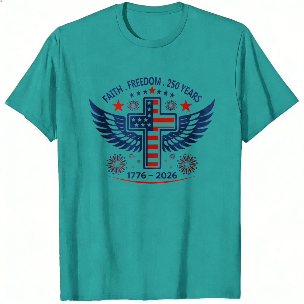 Patriotic Cross Wings Faith Freedom 250 Years Classic T-Shirt