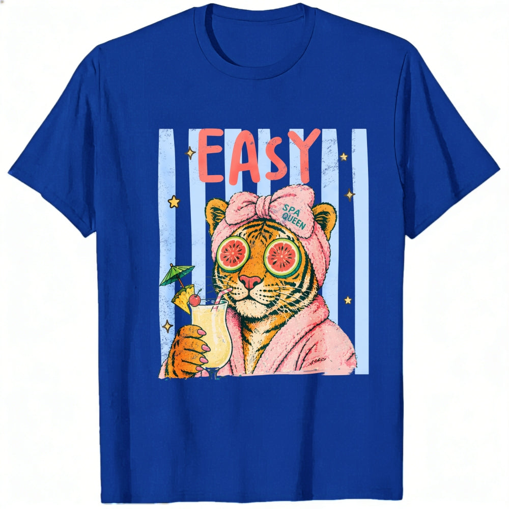 Retro Vintage Style Classic T-Shirt Easy Tiger In Robe With Cocktail And Watermelon Sunglasses
