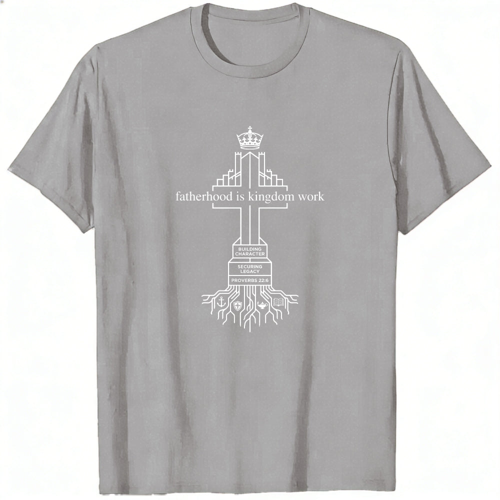 Black Classic T-Shirt Fatherhood Is Kingdom Work Cross With Roots Design