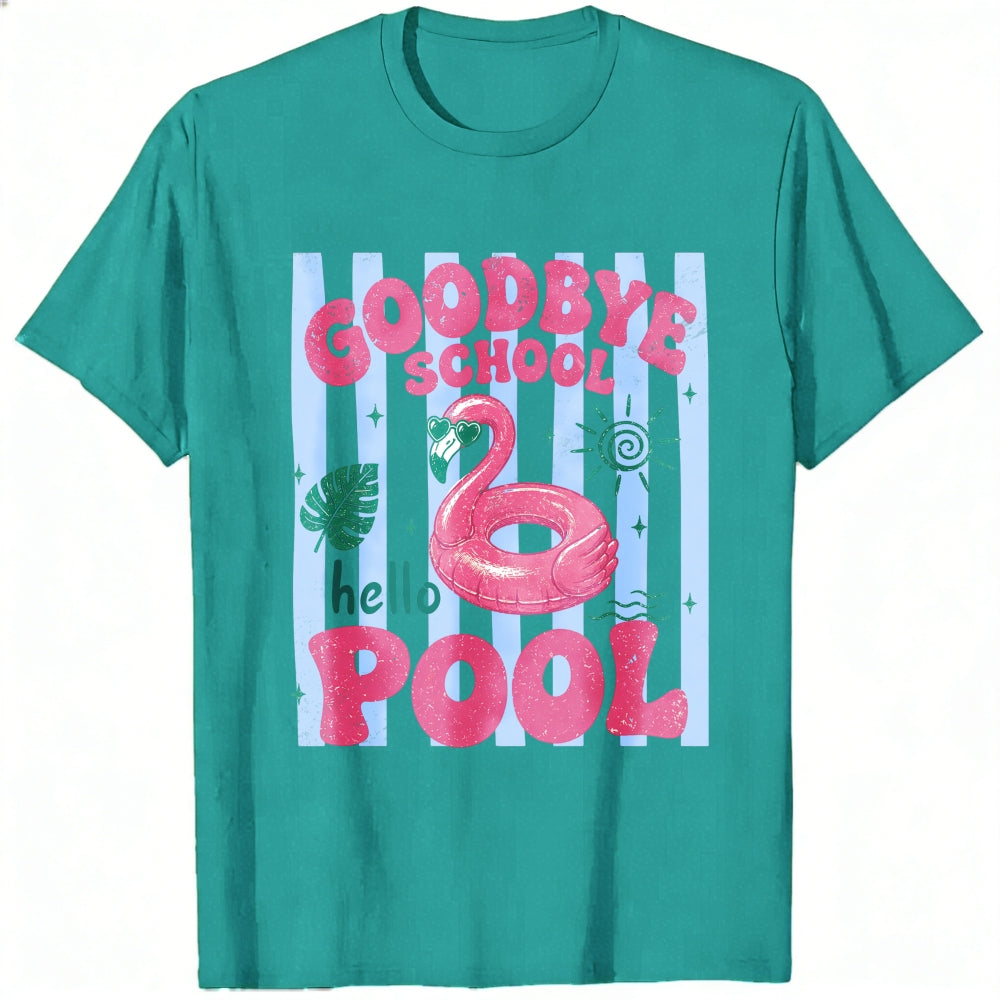 Summer Vibes Goodbye School Hello Pool Flamingo Classic T-Shirt