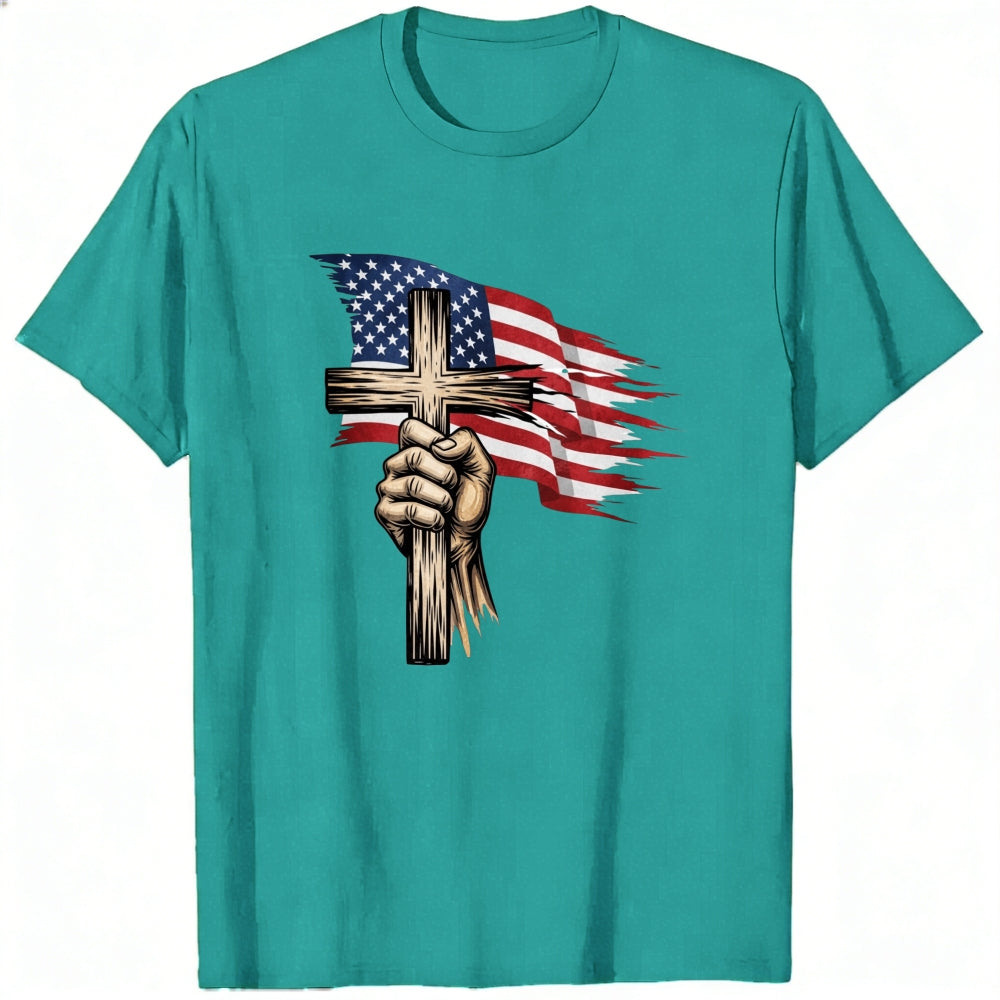 American Flag Cross Hand Classic T-Shirt