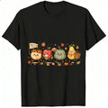 Cute Kawaii Autumn Harvest Pumpkin Apple Pear Classic T-Shirt Hello Fall Seasonal Fruit Vegetable De