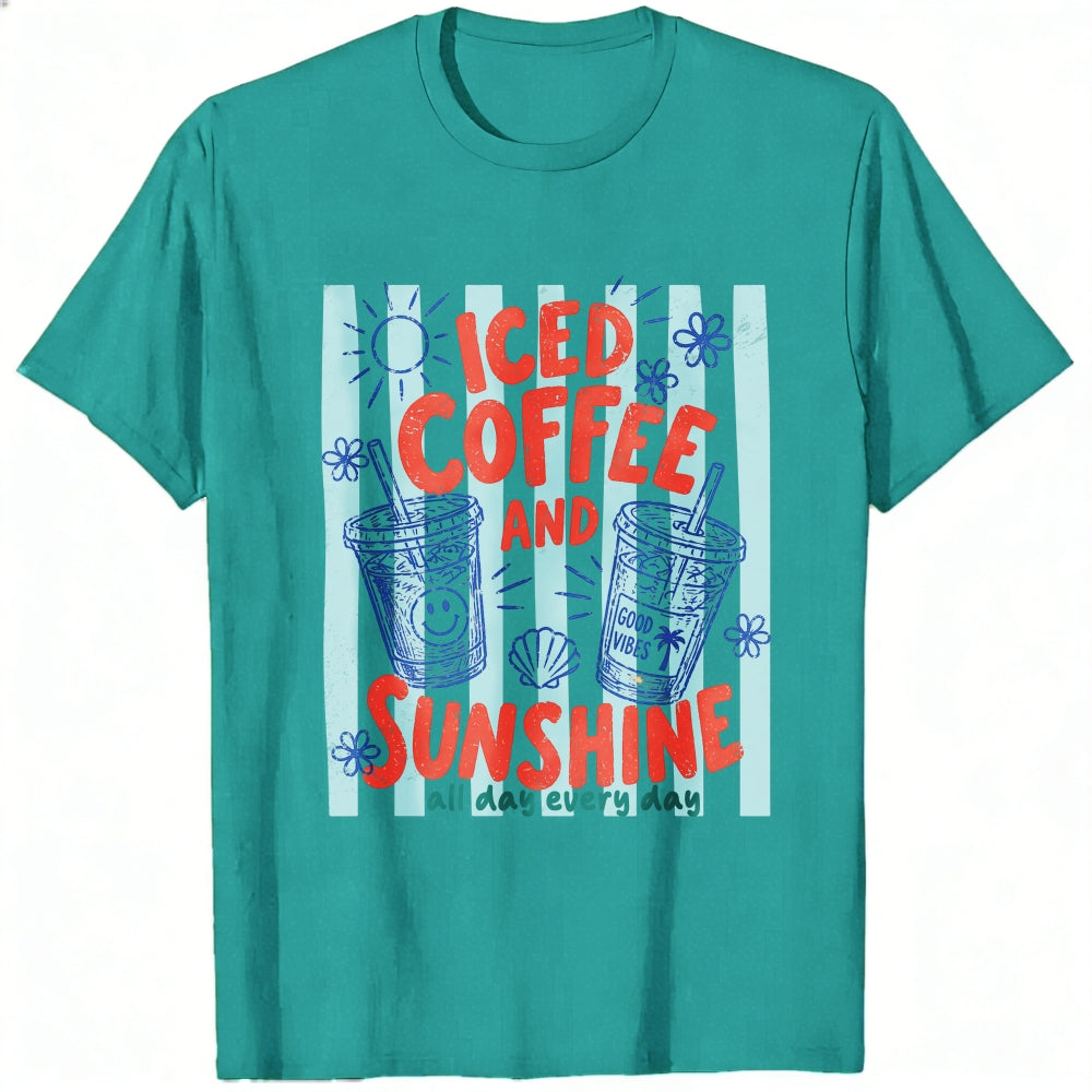 Summer Vintage Iced Coffee And Sunshine Graphic Classic T-Shirt