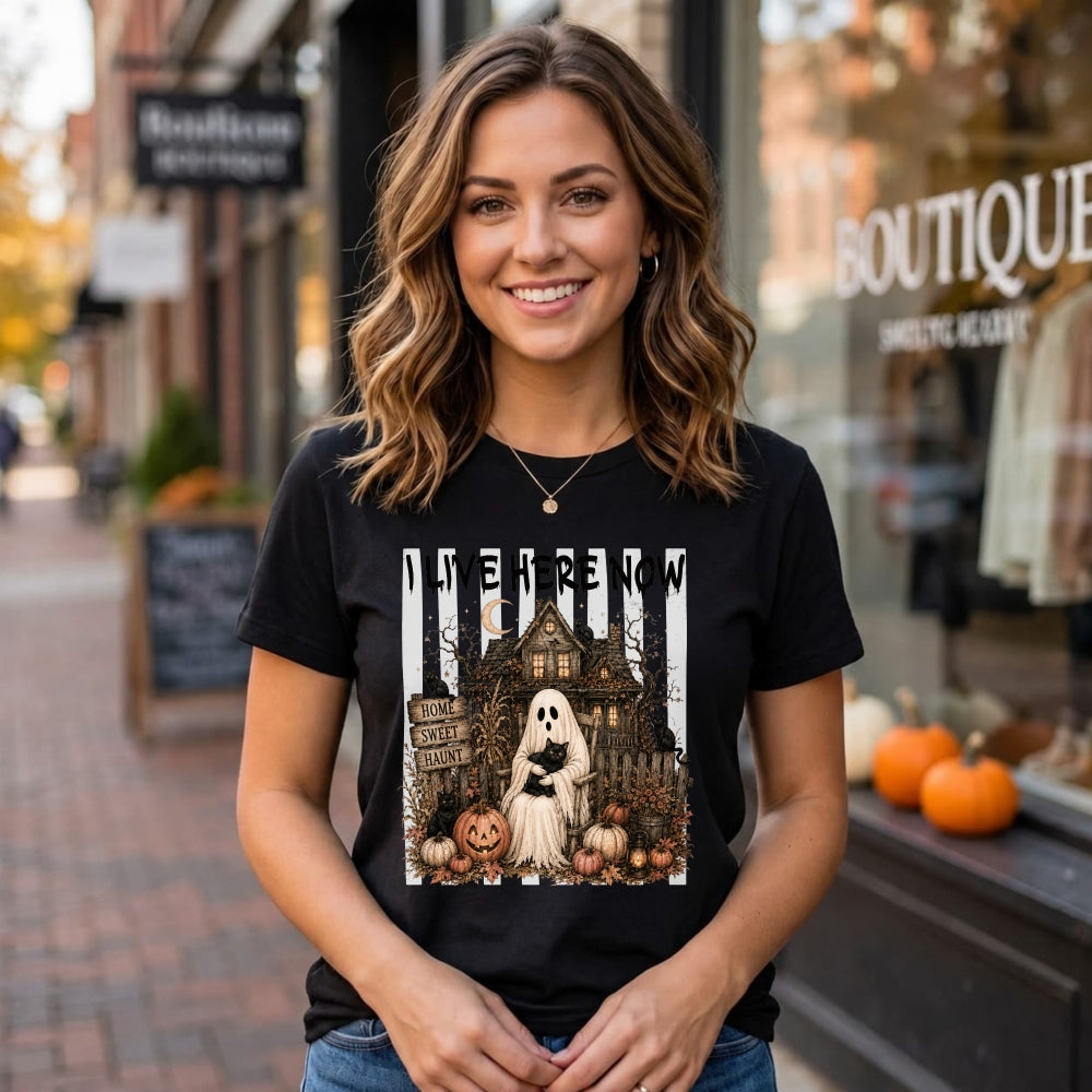 Halloween Ghost Haunted House Home Sweet Haunt Classic T-Shirt I Live Here Now