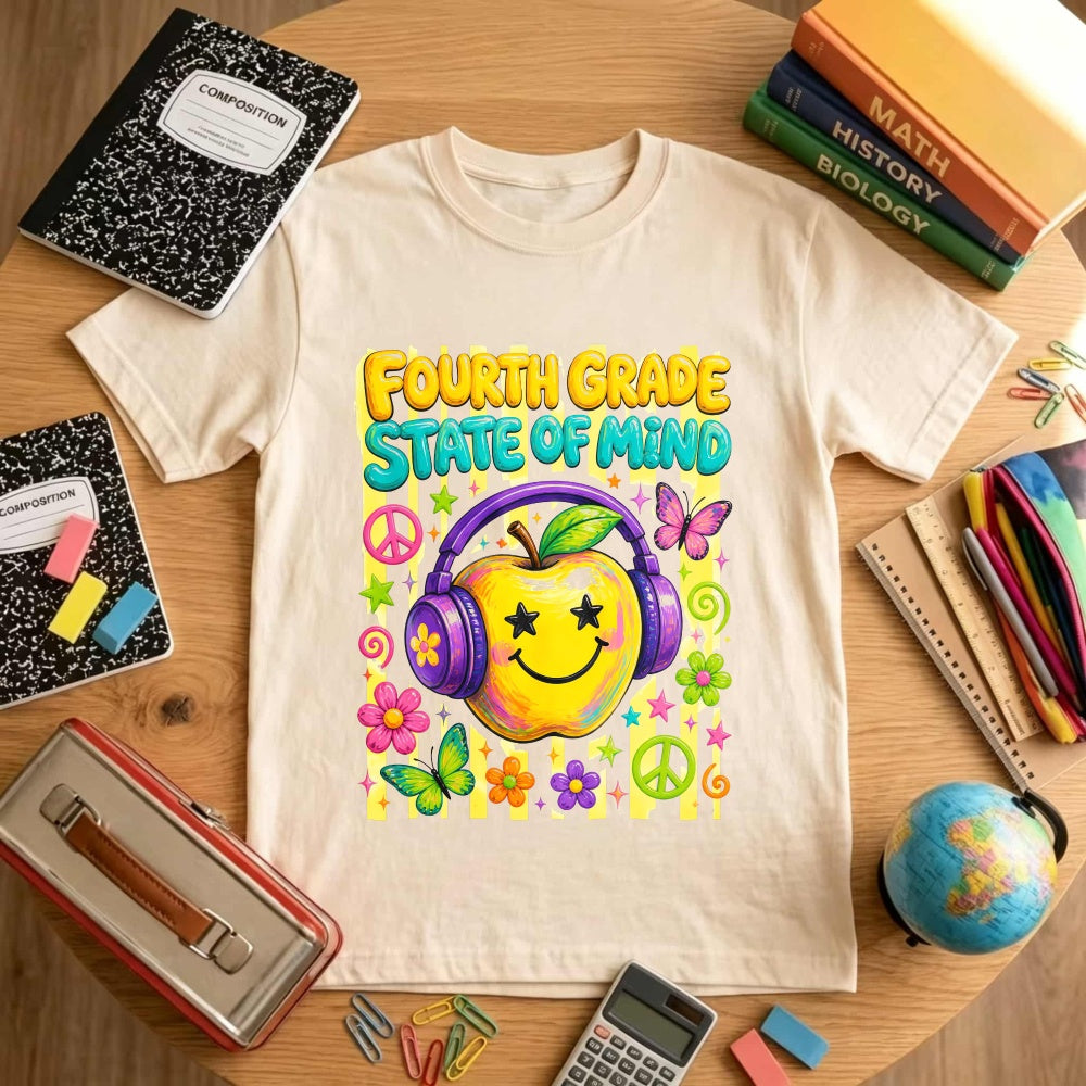 Retro Groovy Fourth Grade State Of Mind Apple Classic T-Shirt