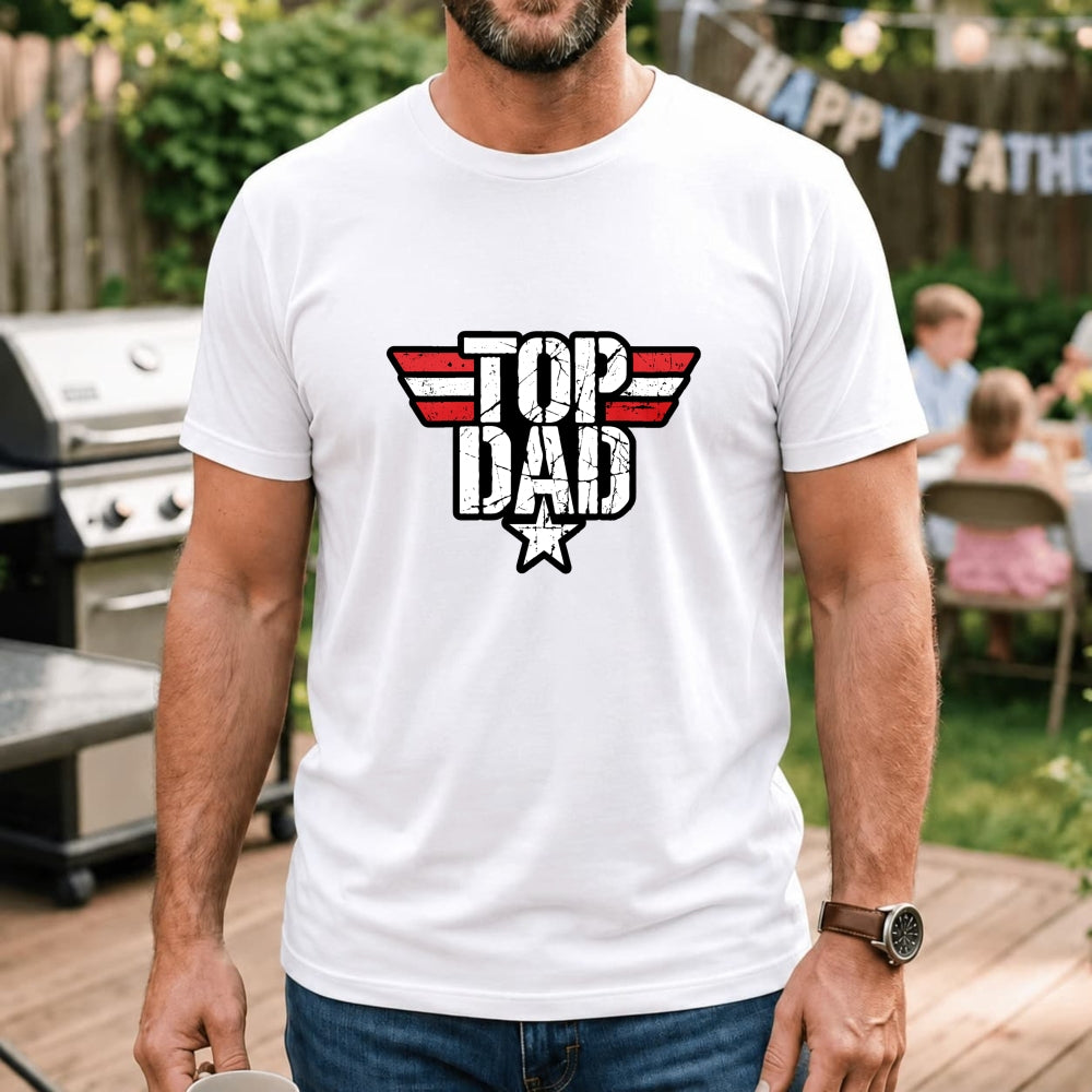 Retro Style Classic T-Shirt Top Dad With Wings And Star Design