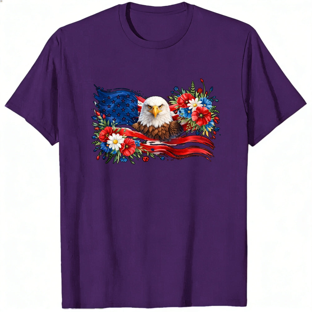 Patriotic Eagle And Flowers Classic T-Shirt