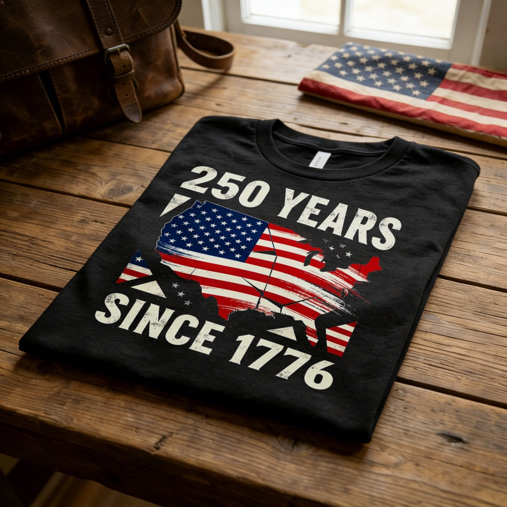 Patriotic American Flag Map Classic T-Shirt 250 Years Since 1776