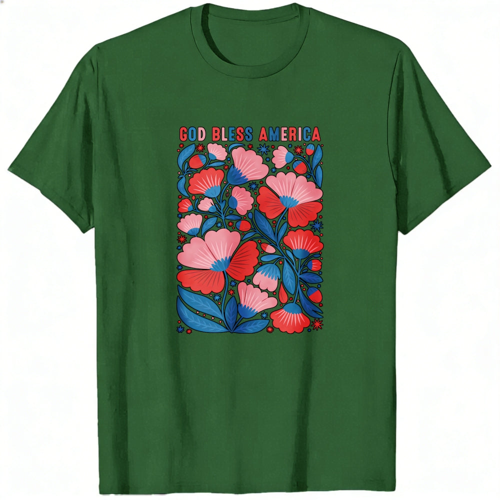 Patriotic Floral Design Classic T-Shirt God Bless America