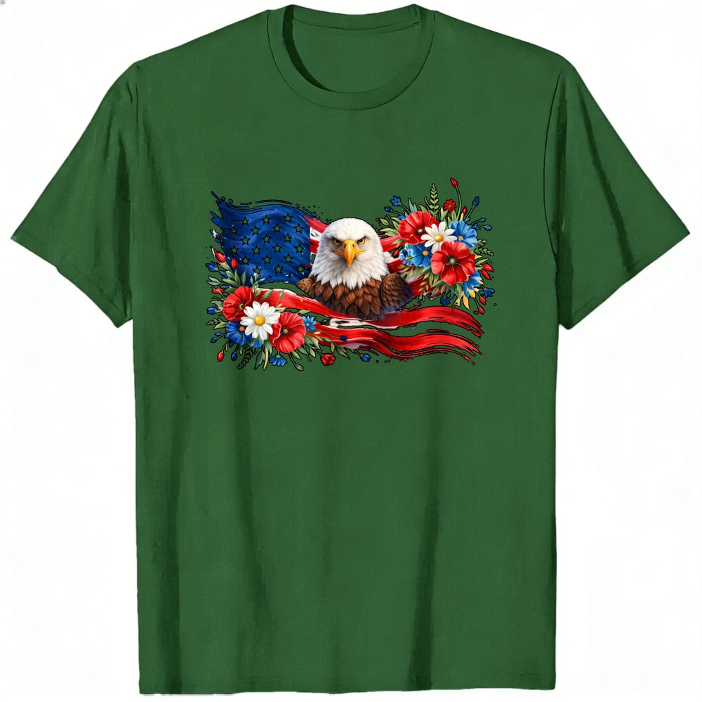 Patriotic Eagle And Flowers Classic T-Shirt
