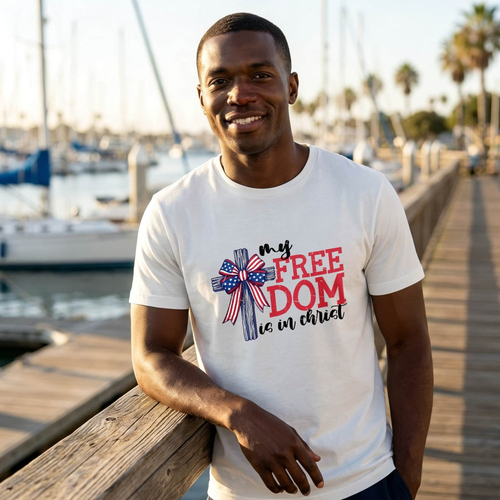 Patriotic Christian Cross Design Classic T-Shirt My Freedom Is In Christ