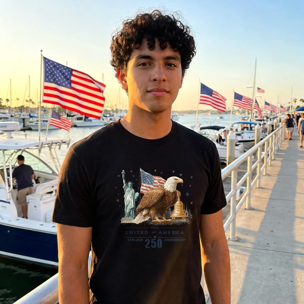 Patriotic American Eagle Statue And Liberty Classic T-Shirt United States 250 Anniversary