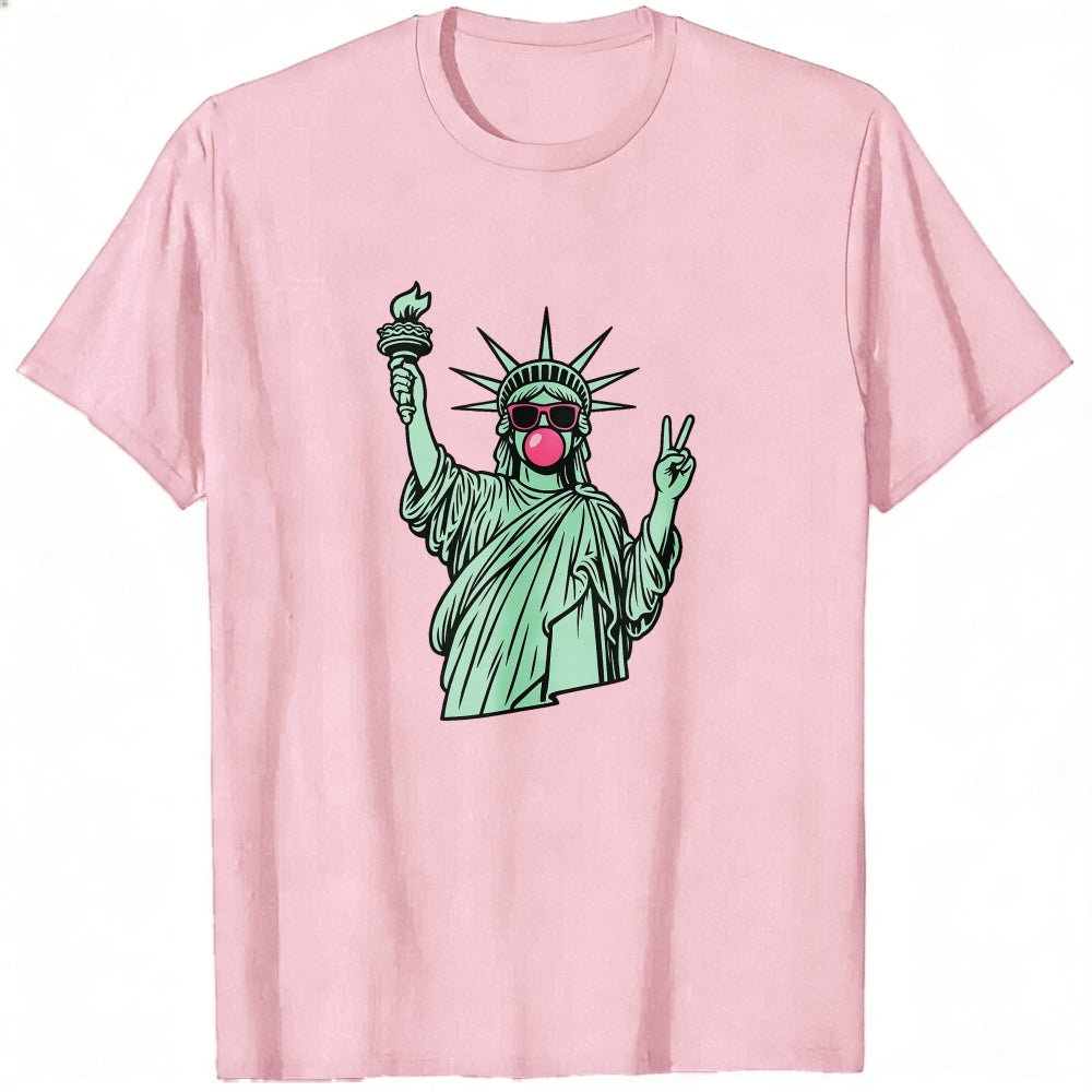 Graphic Design Classic T-Shirt Statue Of Liberty With Sunglasses And Peace Sign