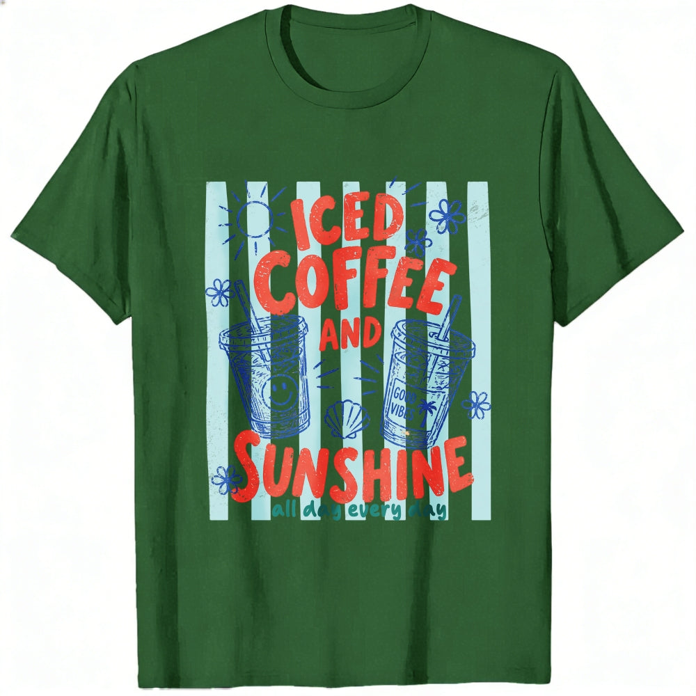 Summer Vintage Iced Coffee And Sunshine Graphic Classic T-Shirt