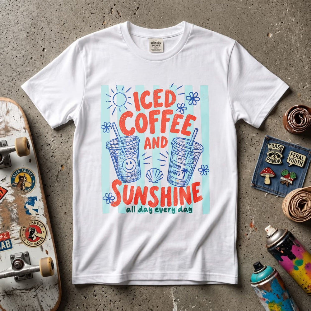 Summer Vintage Iced Coffee And Sunshine Graphic Classic T-Shirt