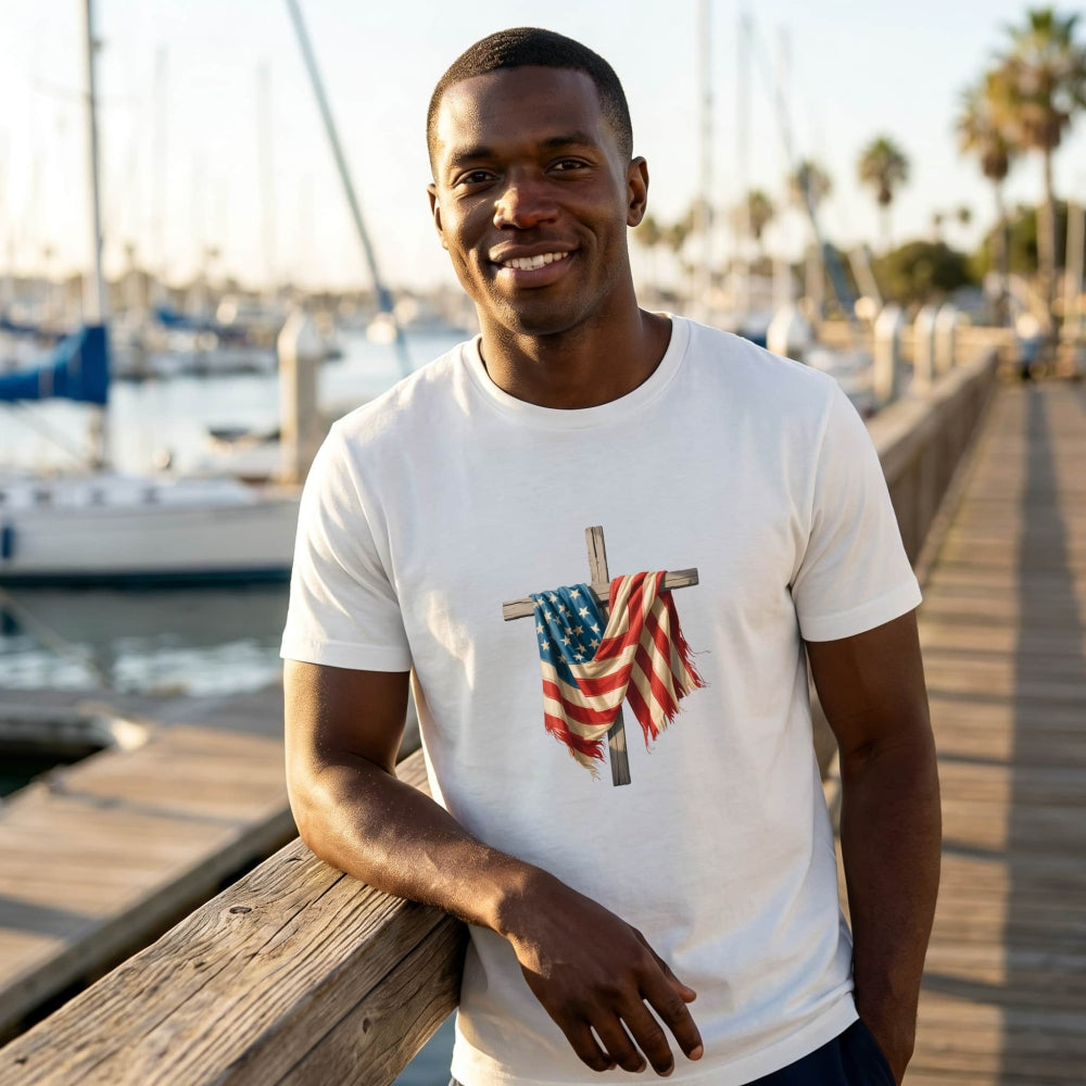 Patriotic American Flag Cross Classic T-Shirt