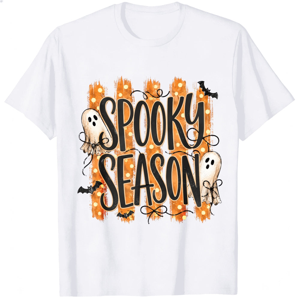Halloween Spooky Season Ghosts Bats Orange Stripes Classic T-Shirt