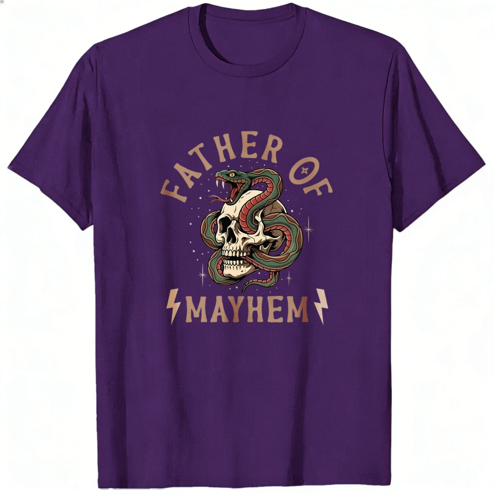 Graphic Design Classic T-Shirt Father Of Mayhem Snake And Skull