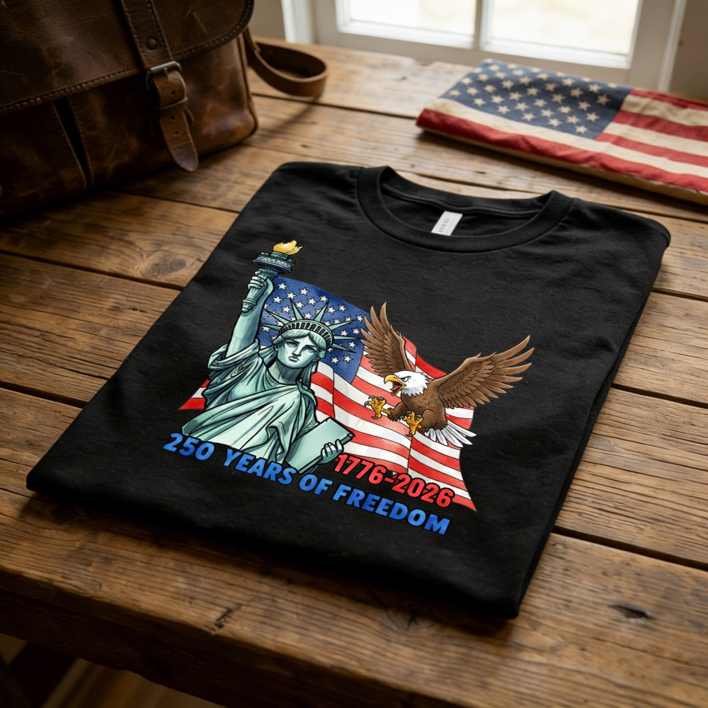Patriotic American Flag Statue Of Liberty Eagle Classic T-Shirt 250 Years Of Freedom 1776 2026