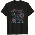 American Patriotic Design Classic T-Shirt Statue Of Liberty Fireworks Stars And Flowers