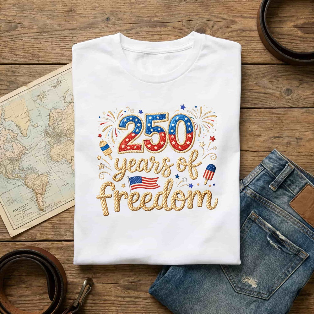 Patriotic American Flag Fireworks 250 Years Of Freedom Classic T-Shirt