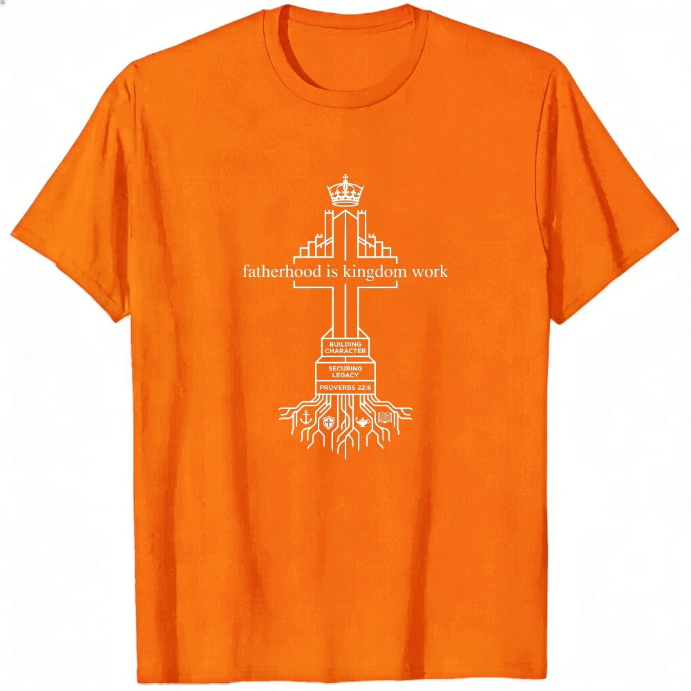 Black Classic T-Shirt Fatherhood Is Kingdom Work Cross With Roots Design
