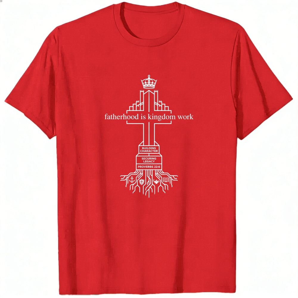 Black Classic T-Shirt Fatherhood Is Kingdom Work Cross With Roots Design