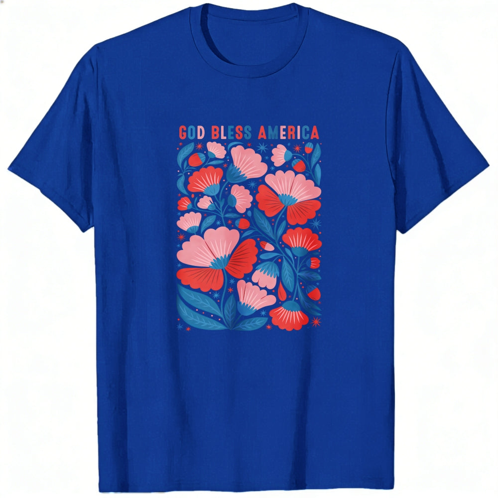 Patriotic Floral Design Classic T-Shirt God Bless America