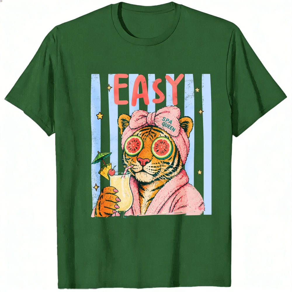 Retro Vintage Style Classic T-Shirt Easy Tiger In Robe With Cocktail And Watermelon Sunglasses