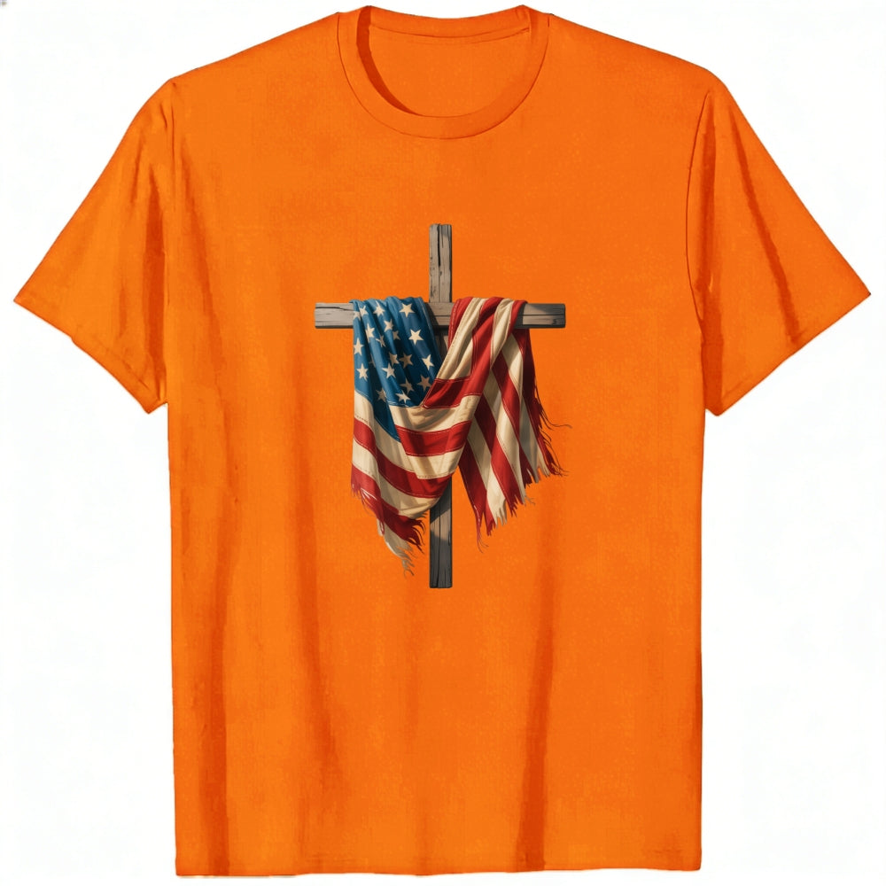 Patriotic American Flag Cross Classic T-Shirt