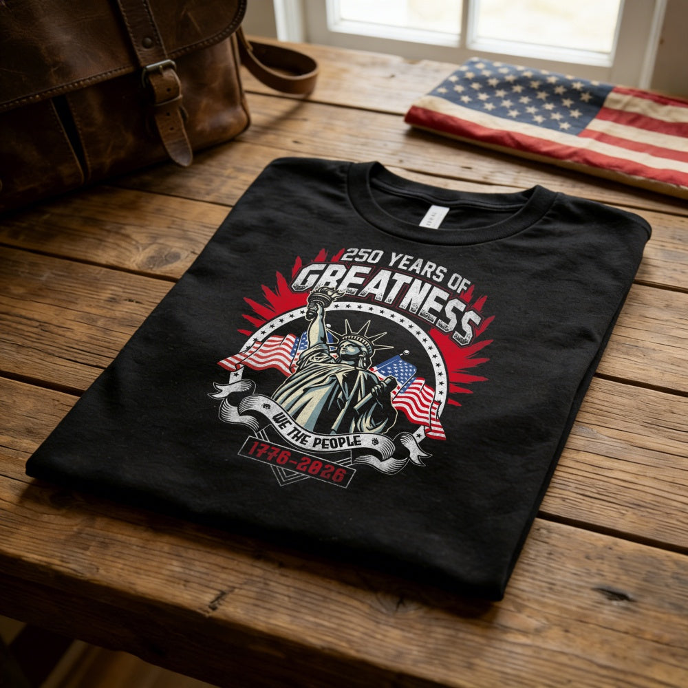 Patriotic American Flag Statue Of Liberty 250 Years Of Greatness Classic T-Shirt