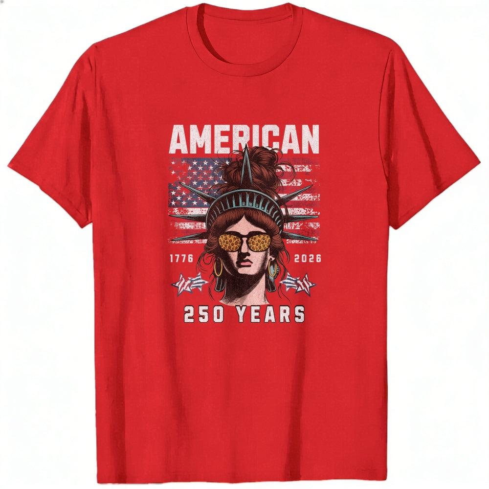 American Independence Day 250 Years Classic T-Shirt Statue Of Liberty With Sunglasses And Flag Design