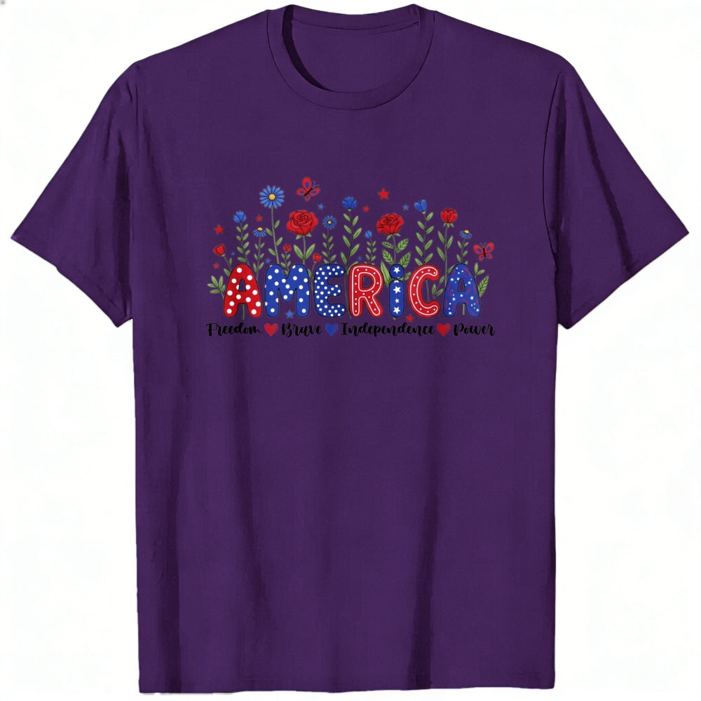 Patriotic Floral America Classic T-Shirt
