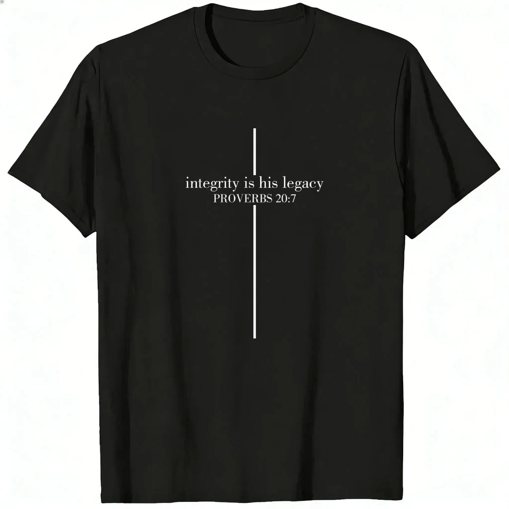 Black Minimalist Design Classic T-Shirt Integrity Is His Legacy Proverbs 207