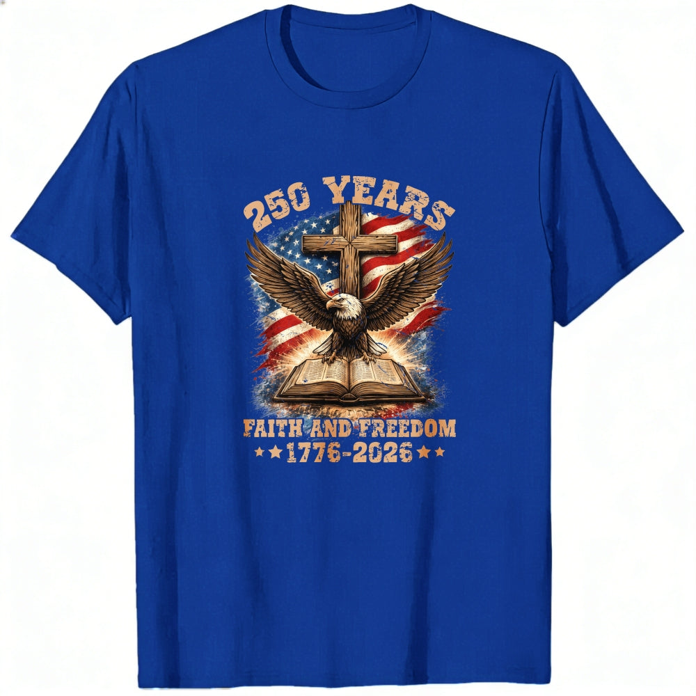 Patriotic Eagle Cross And Bible Classic T-Shirt Faith And Freedom 1776 2026