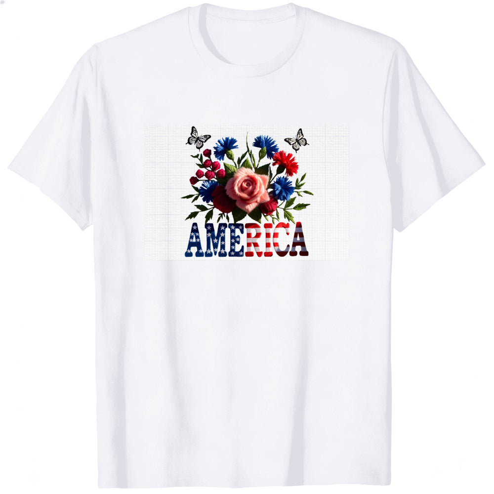 Patriotic Floral Design Classic T-Shirt America